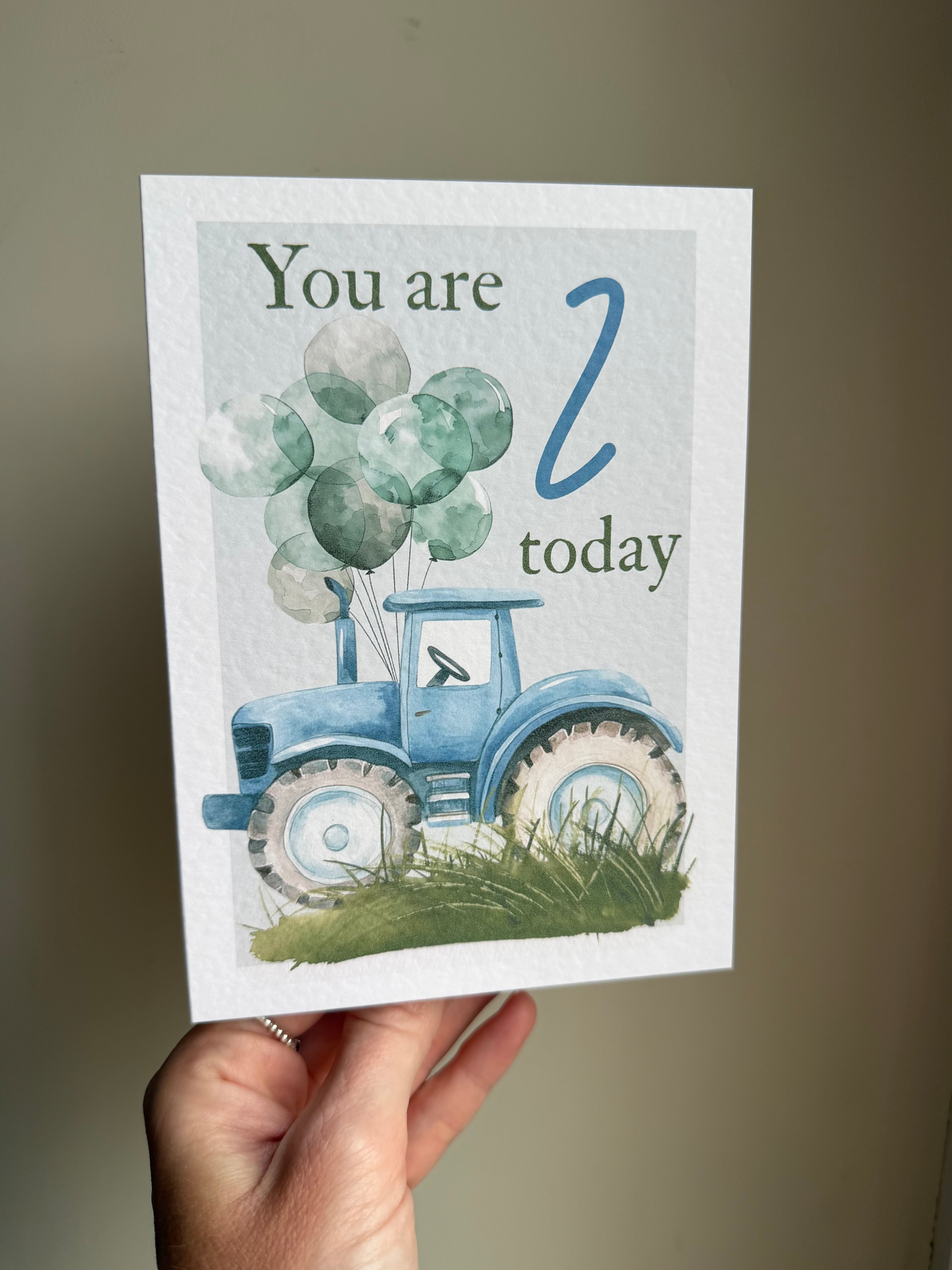 Blue Tractor birthday age card