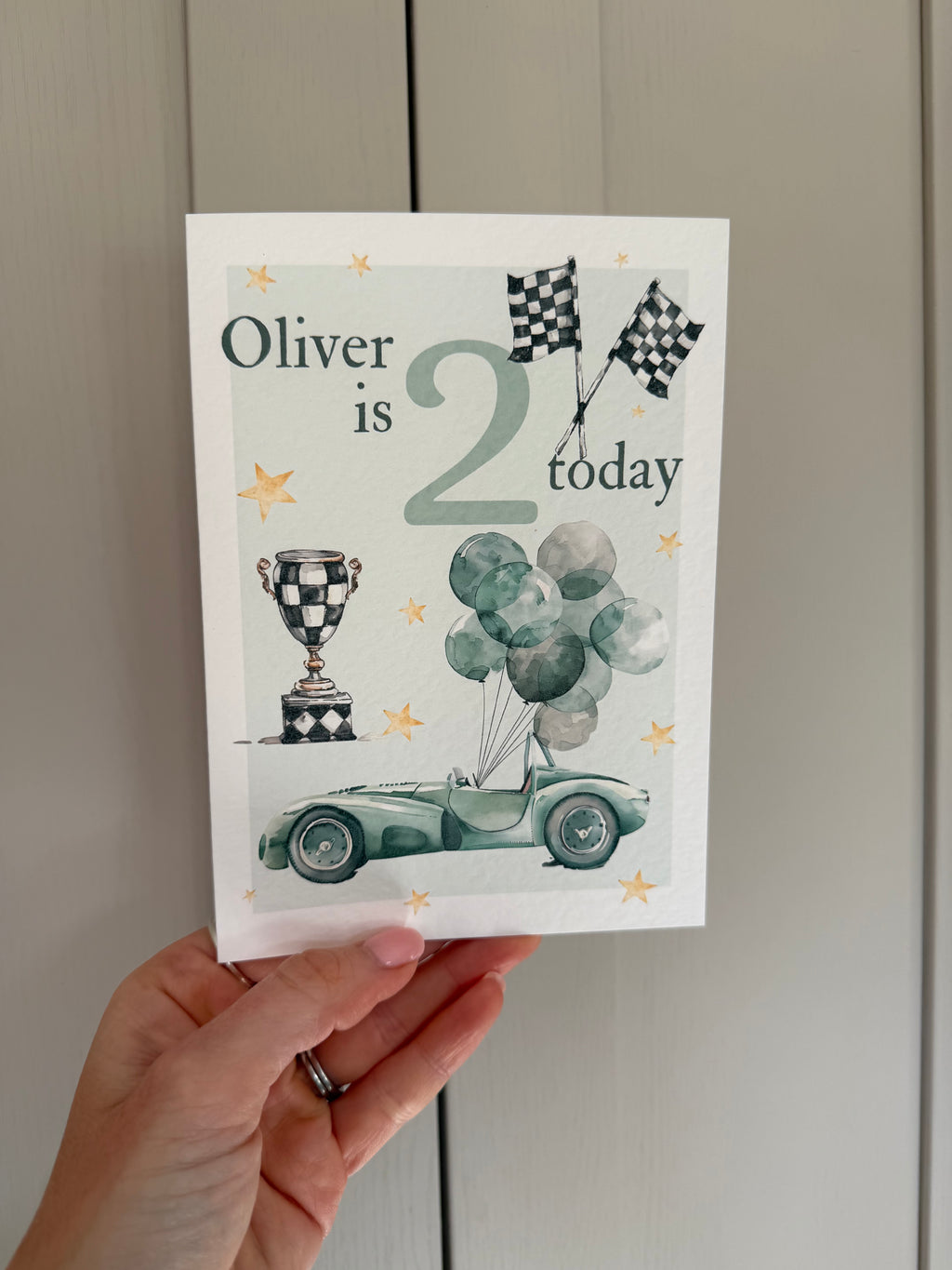 Race Car birthday personalised card
