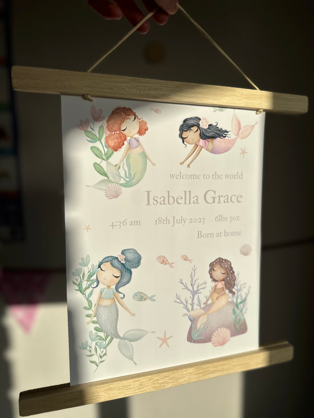Mermaid birth details print