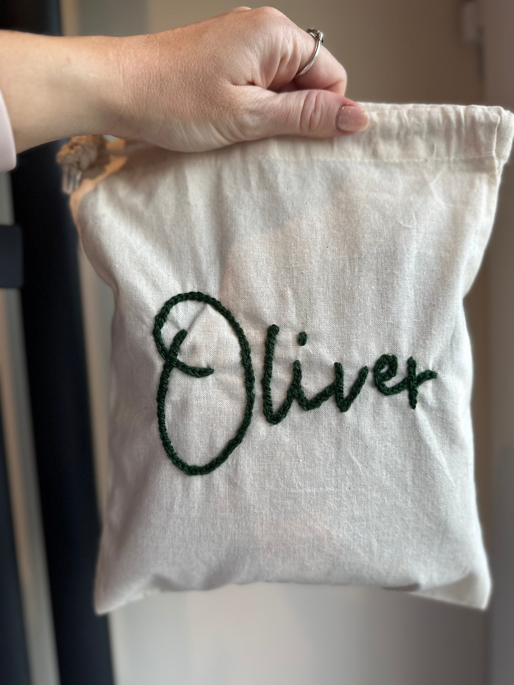 Personalised drawstring cotton bag