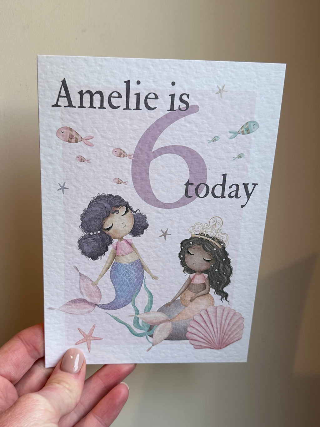 Mermaid Happy Birthday personalised card