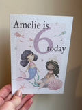 Mermaid Happy Birthday personalised card