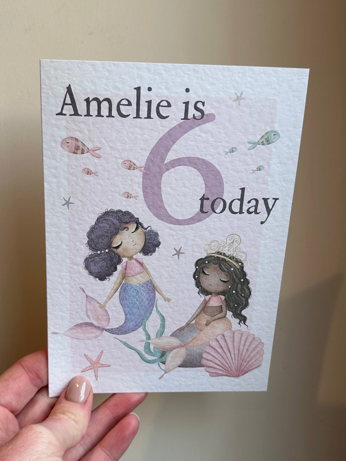 Mermaid Happy Birthday personalised card