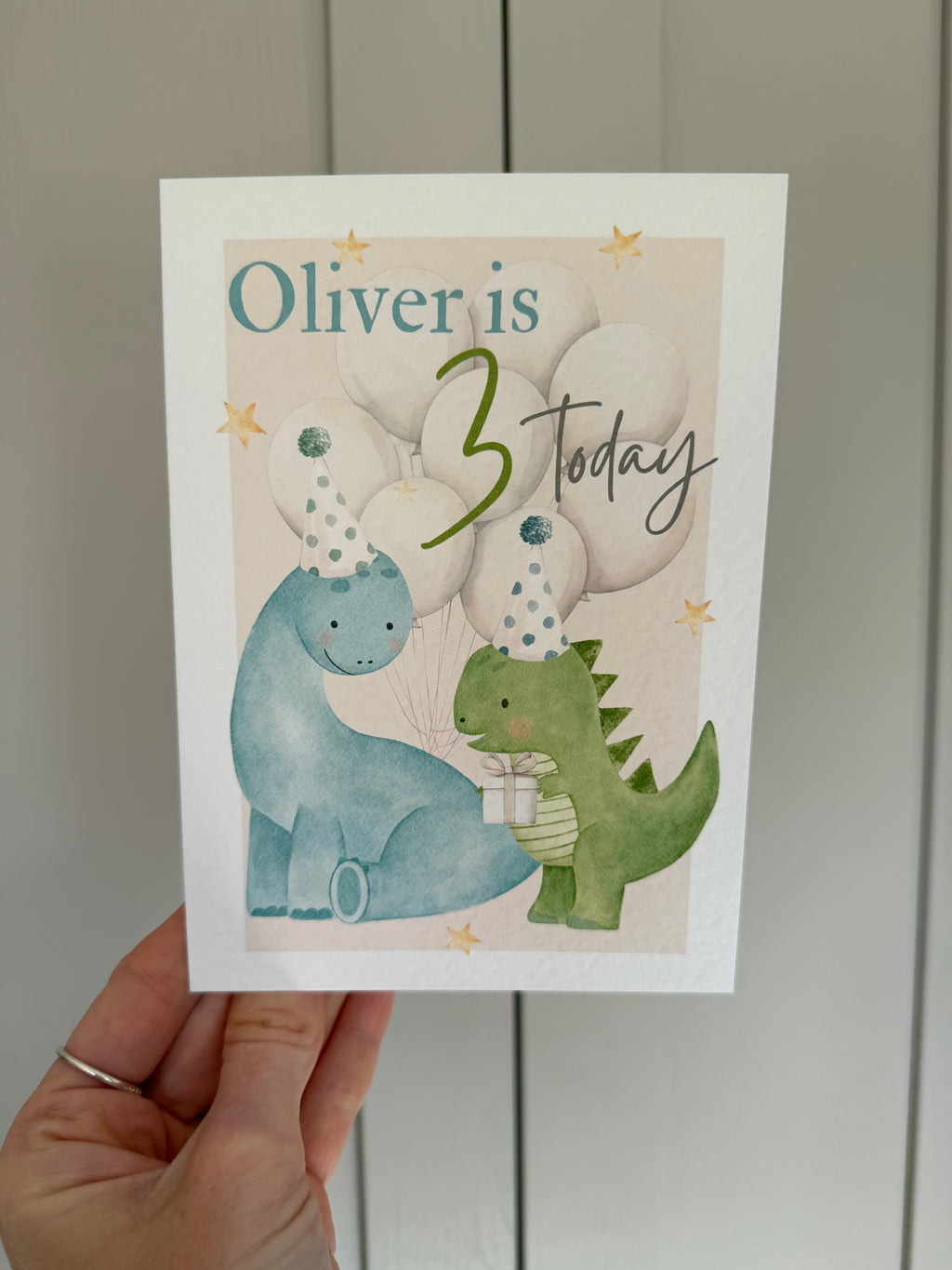 Dinosaur birthday personalised card