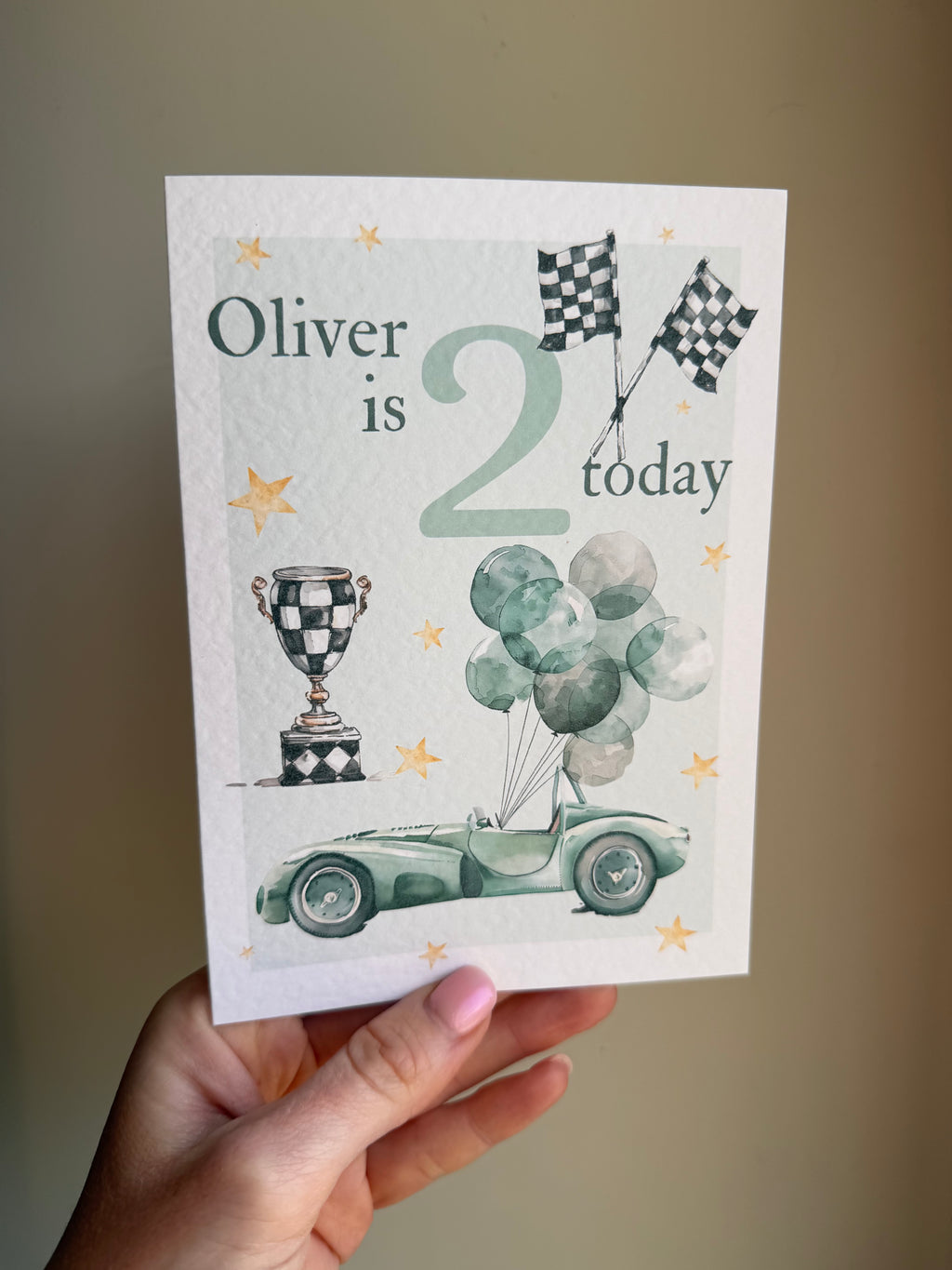 Race Car birthday personalised card