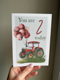 Red Tractor birthday age card