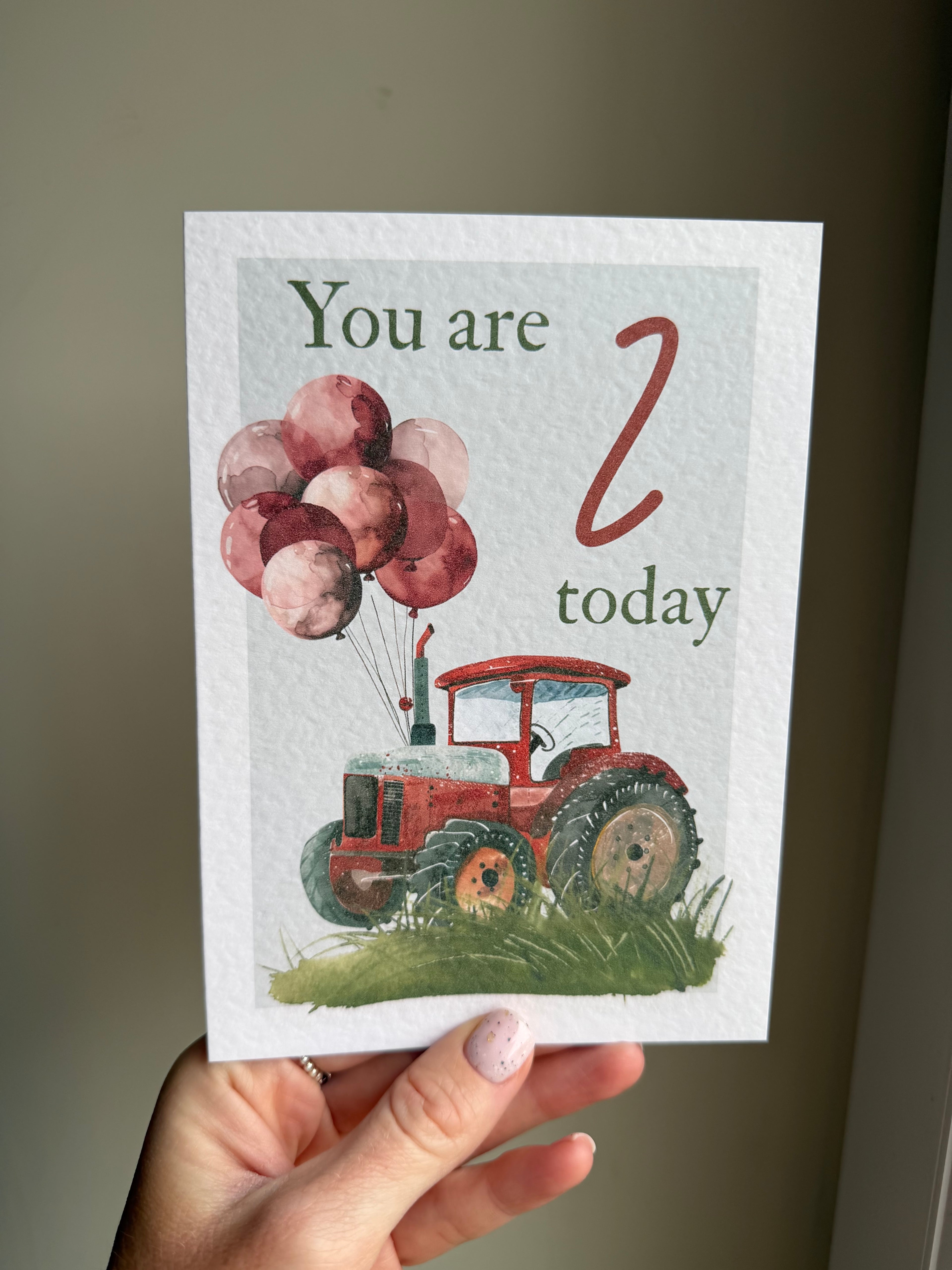 Red Tractor birthday age card