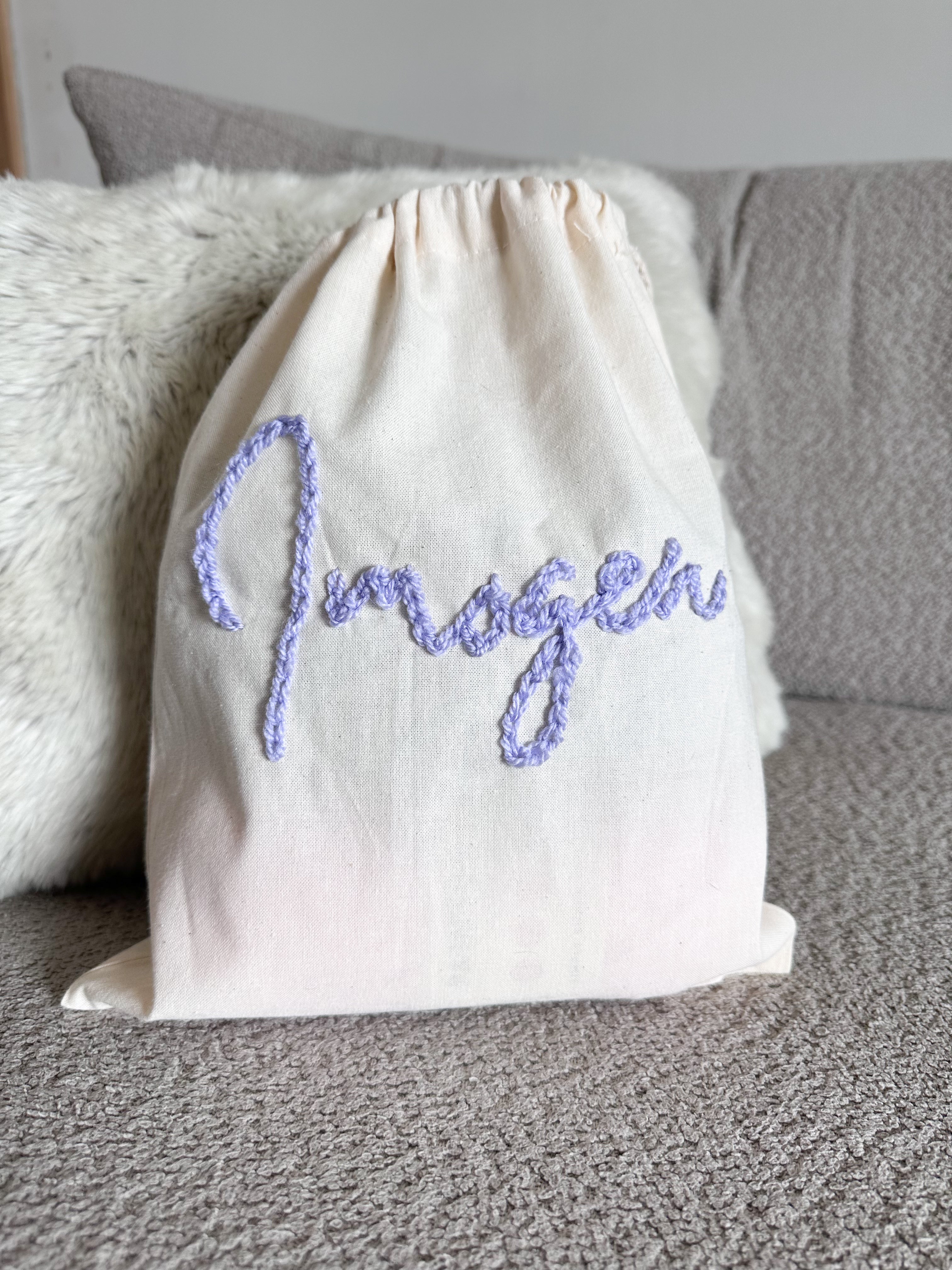 Personalised drawstring cotton bag