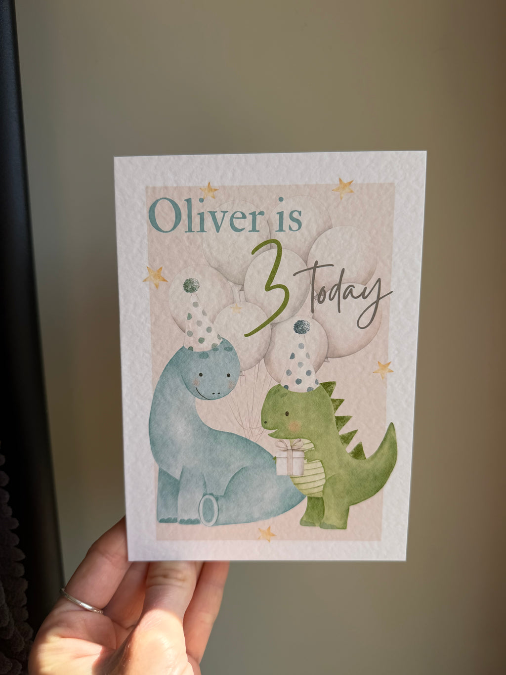 Dinosaur birthday personalised card