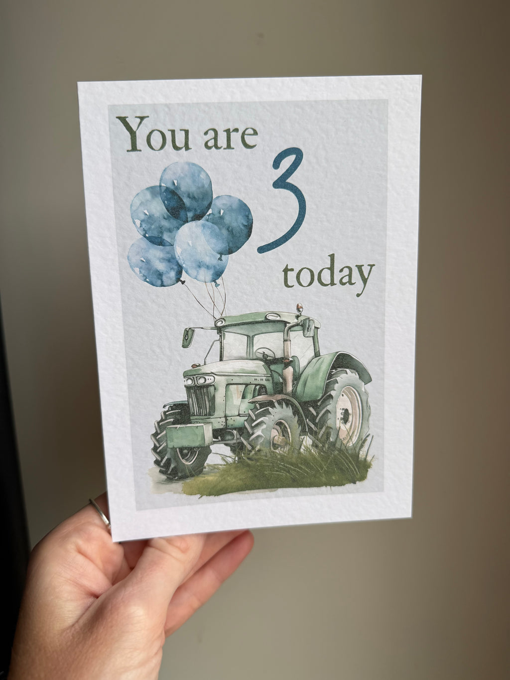 Green Tractor birthday age card