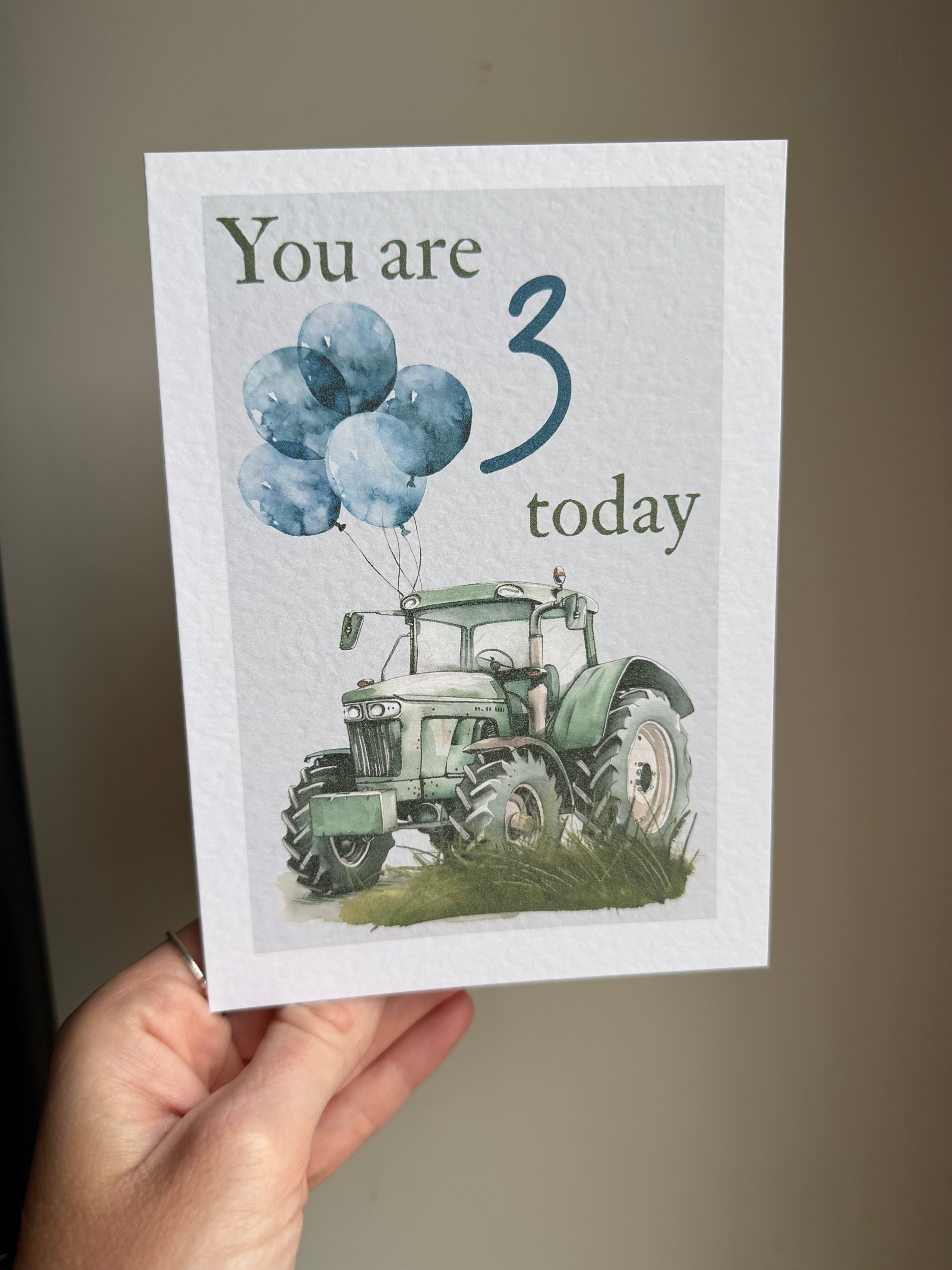 Green Tractor birthday age card