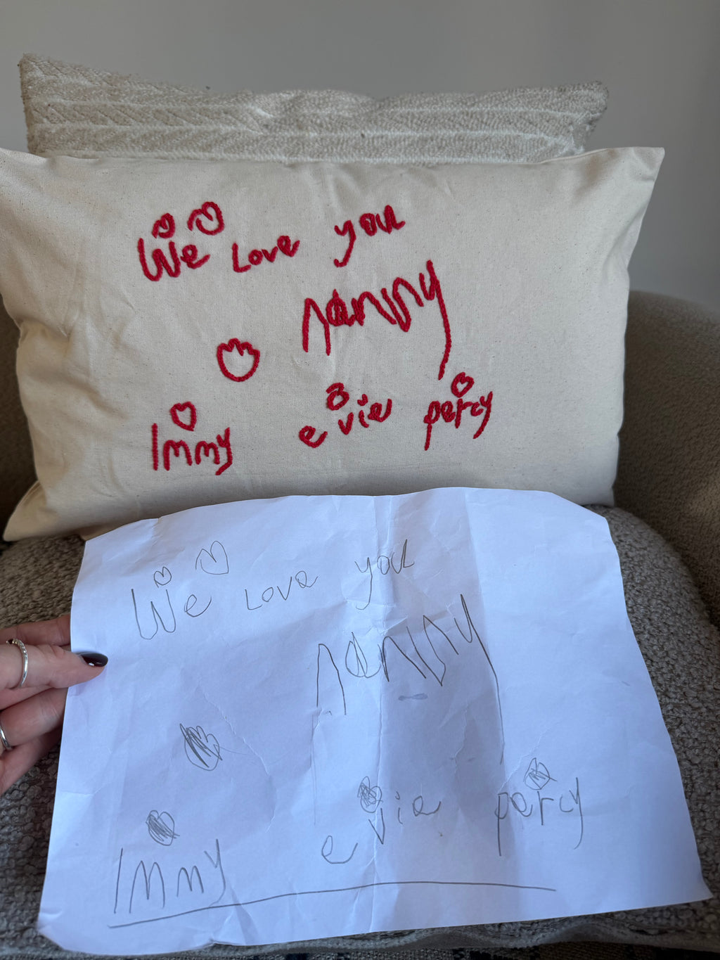 Personalised ‘your child’s handwriting’ cushion