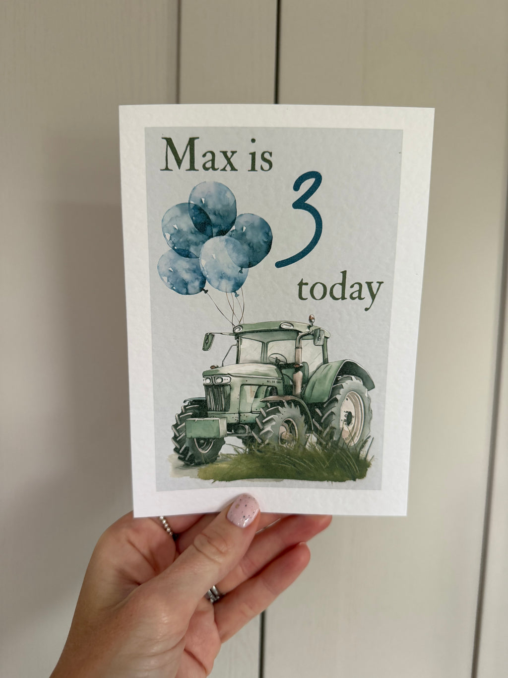 Green Tractor birthday personalised card
