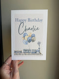 Train birthday personalised card