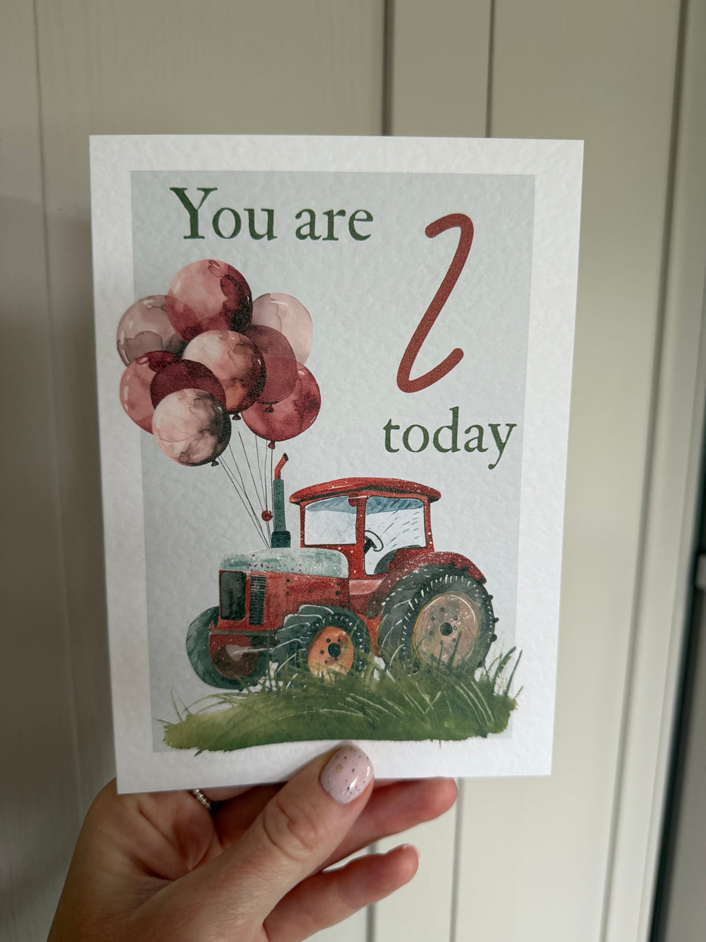 Red Tractor birthday age card