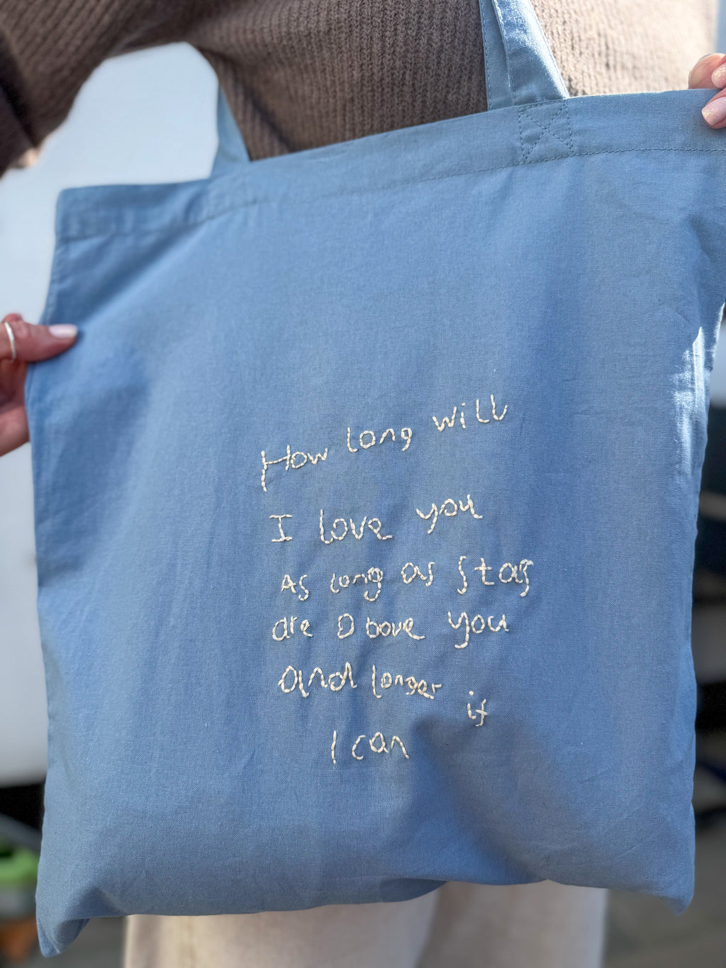 Tote bag - personalised handwriting embroidered keepsake