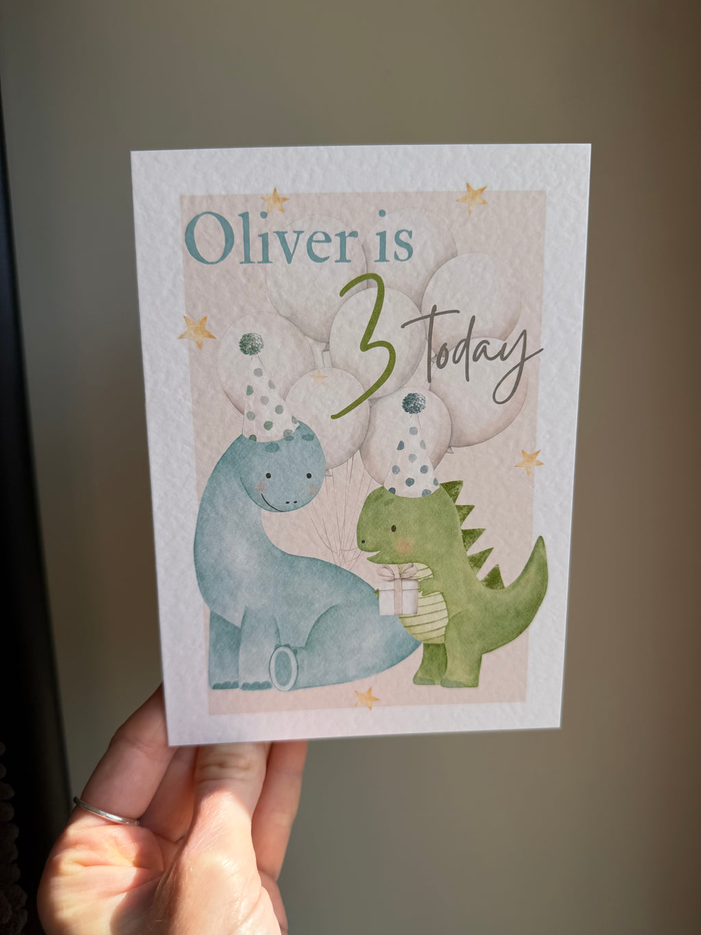 Dinosaur birthday personalised card