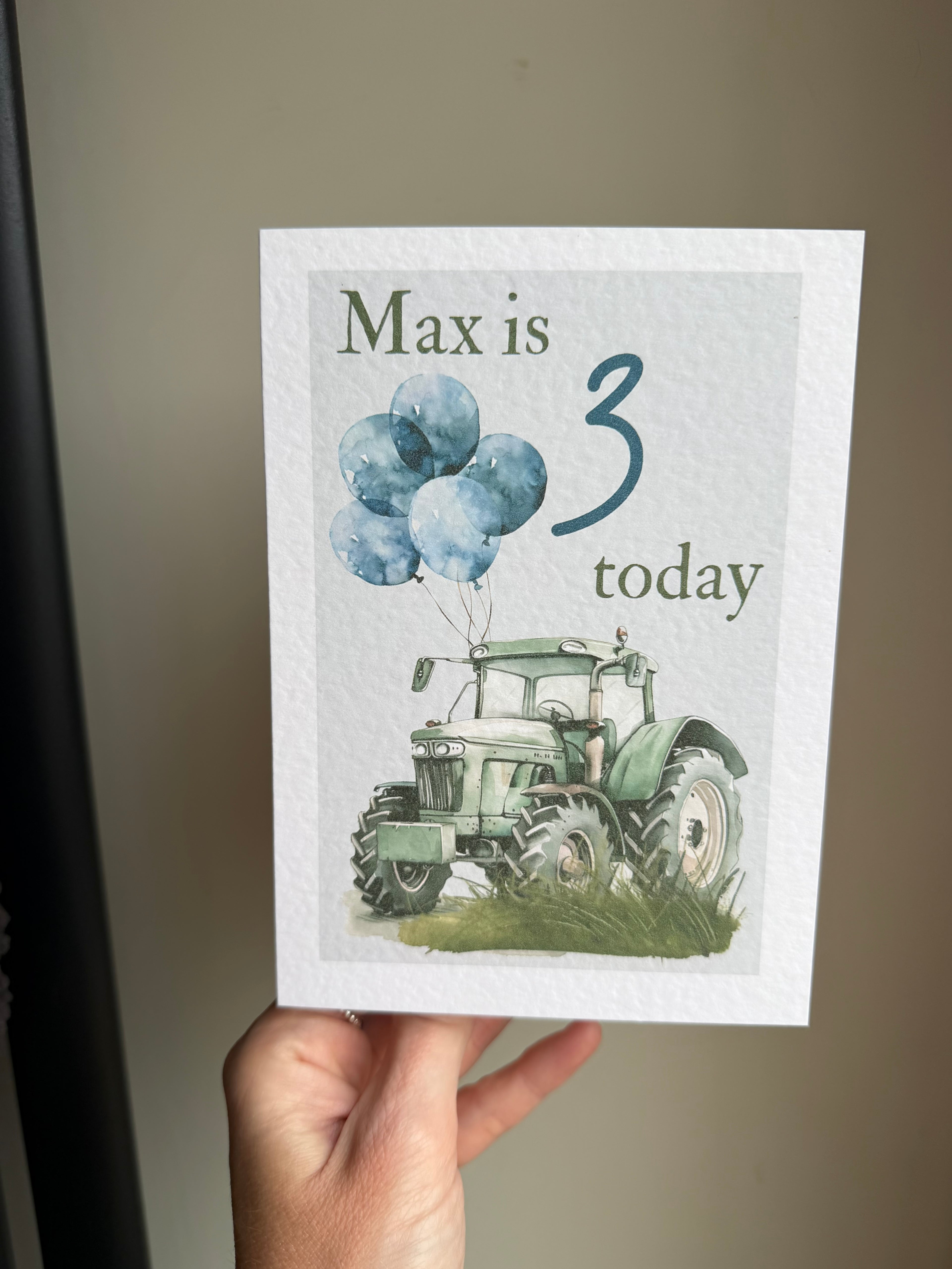 Green Tractor birthday personalised card