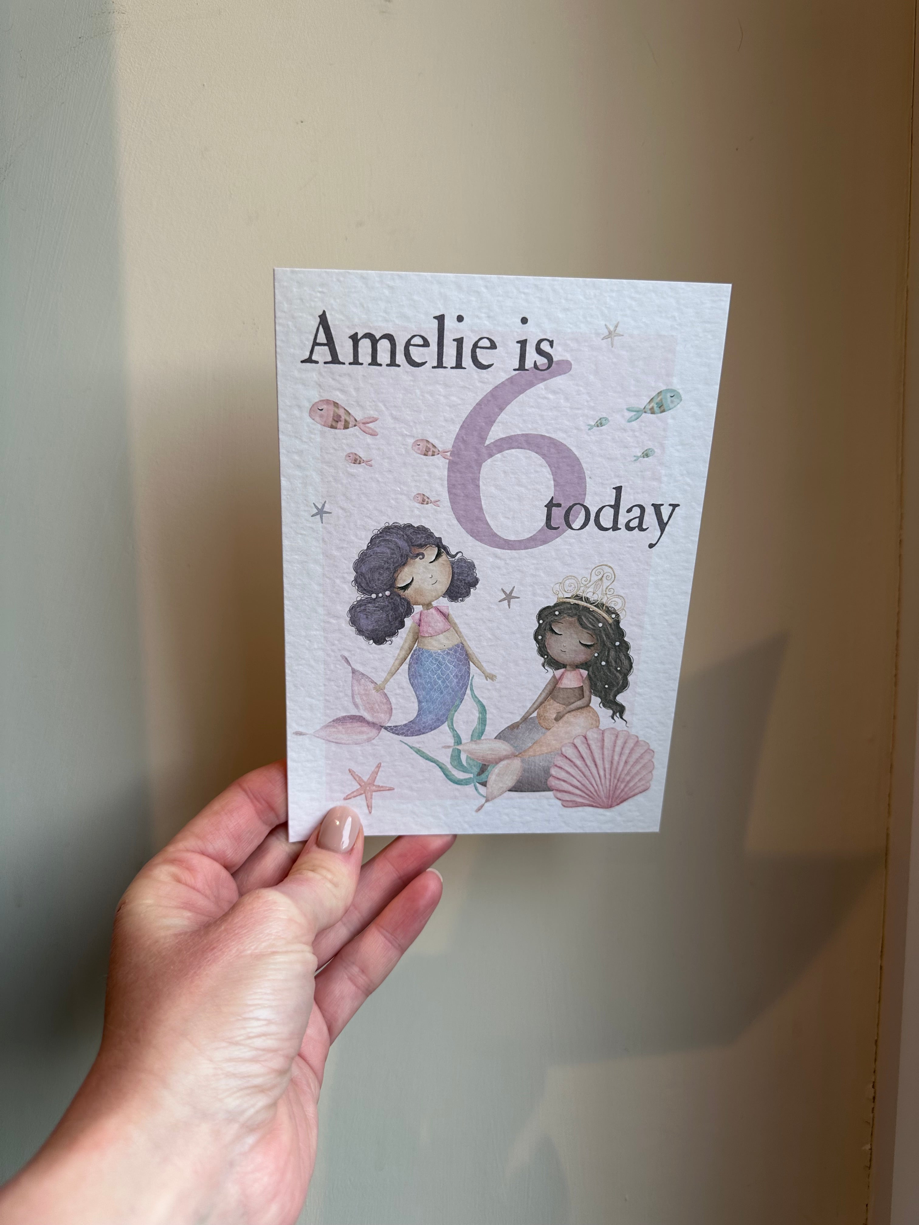 Personalised Mermaid birthday card