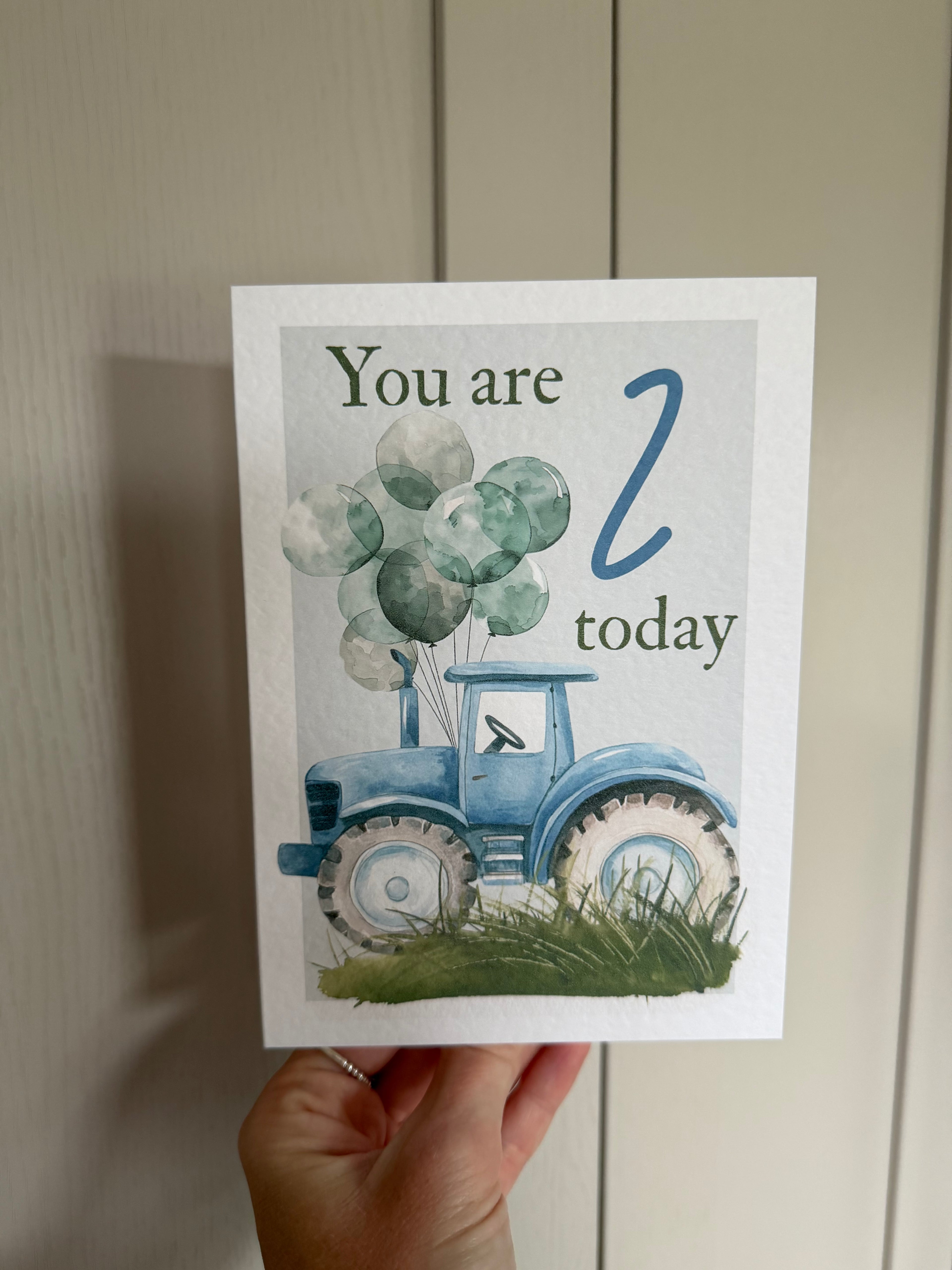 Blue Tractor birthday age card