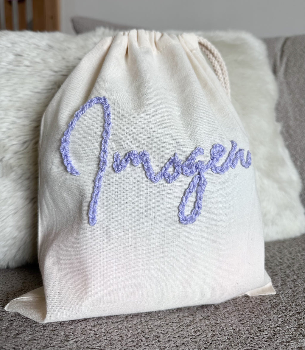 Personalised drawstring cotton bag