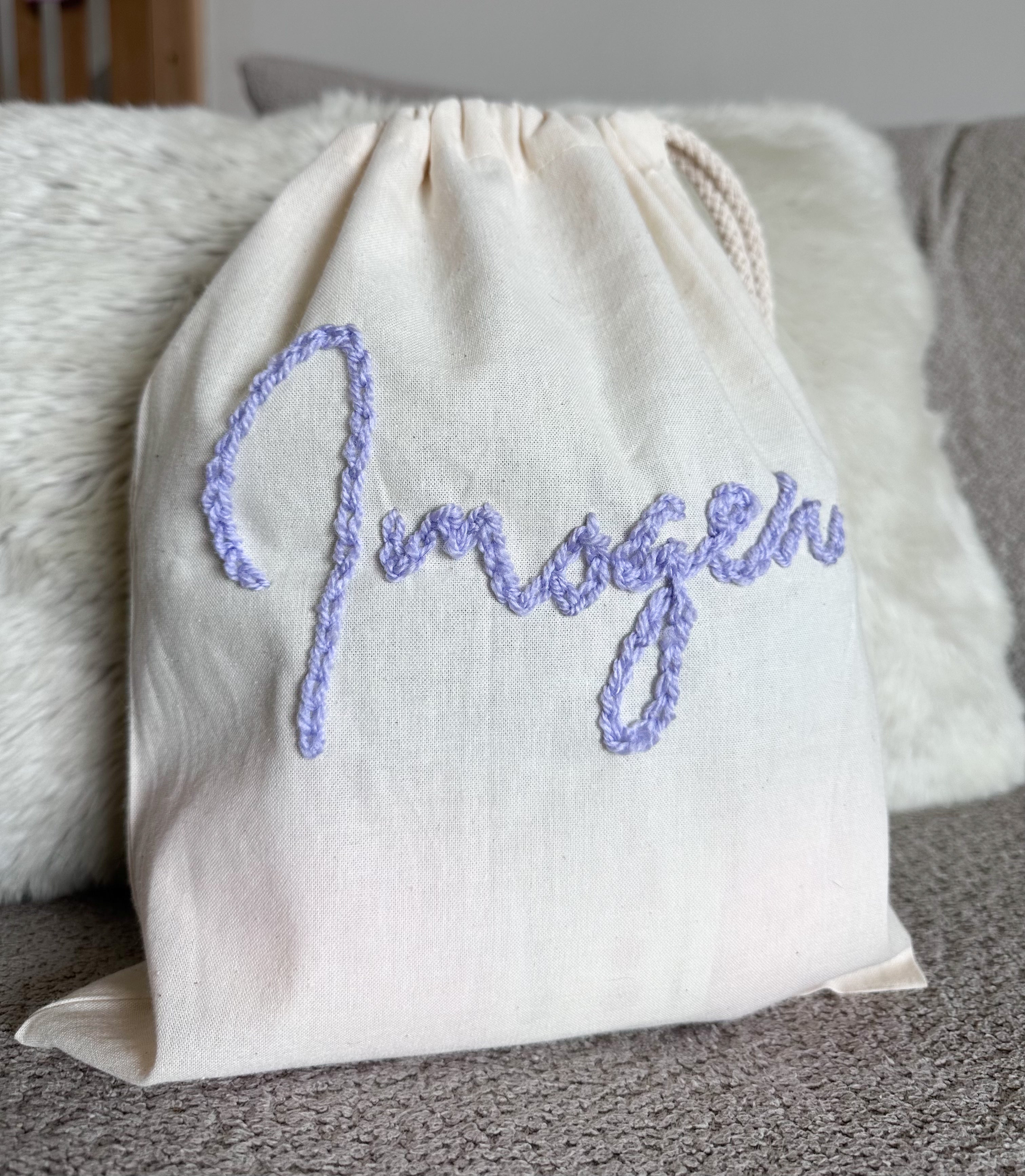 Personalised drawstring cotton bag