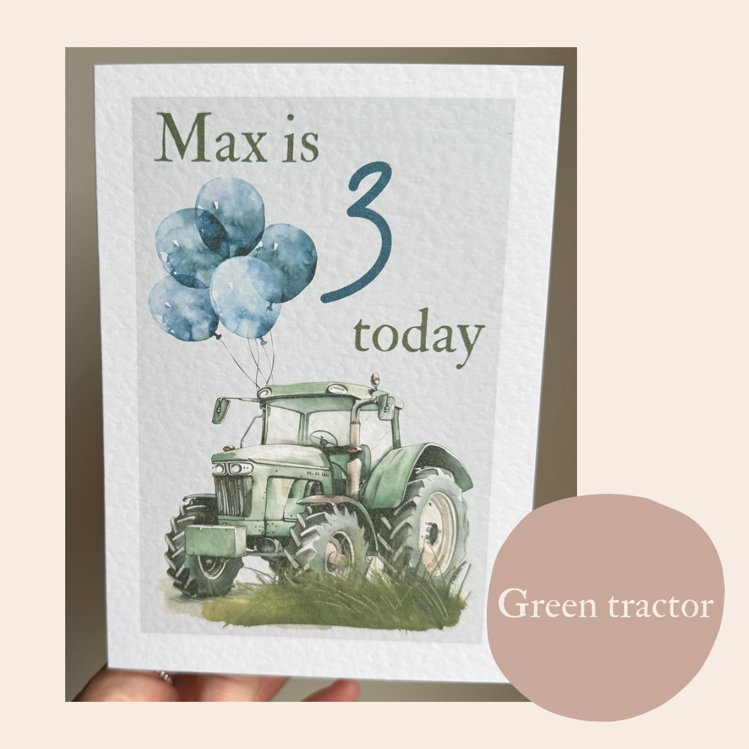 Tractor birthday personalised card