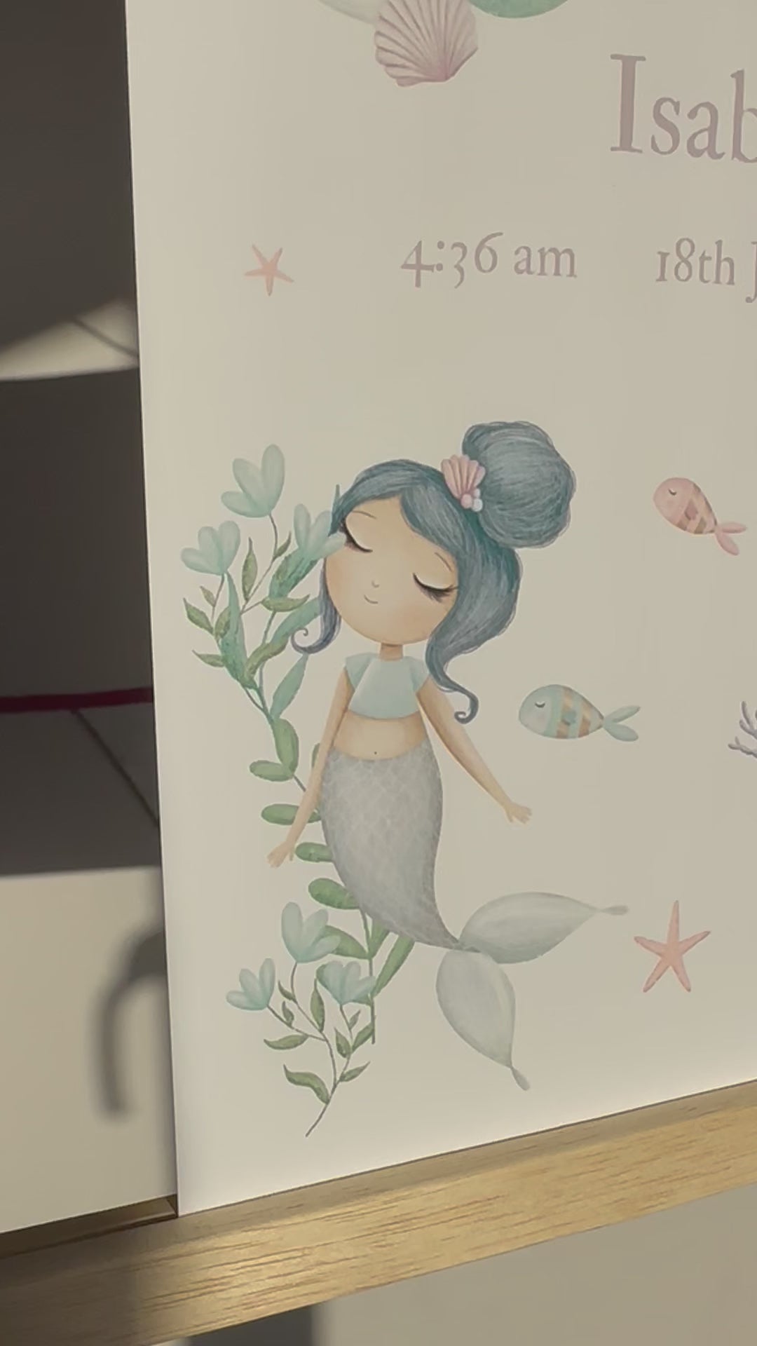 Mermaid birth details print